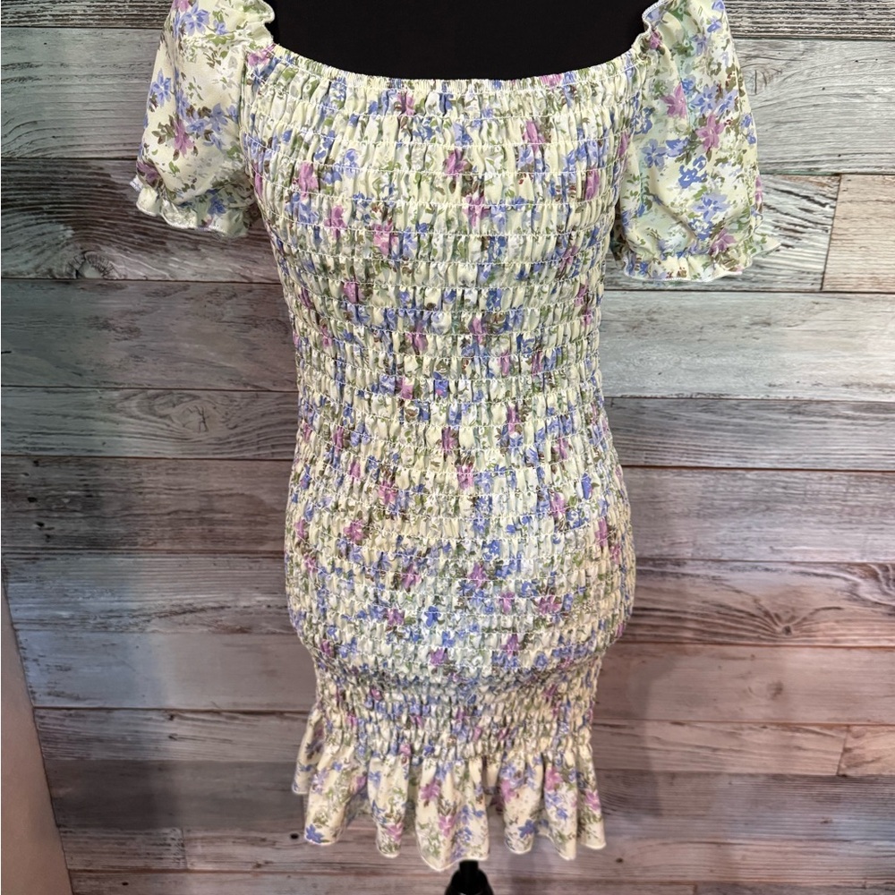 SHEIN Floral Smocked Mini Dress - Pastel Multi